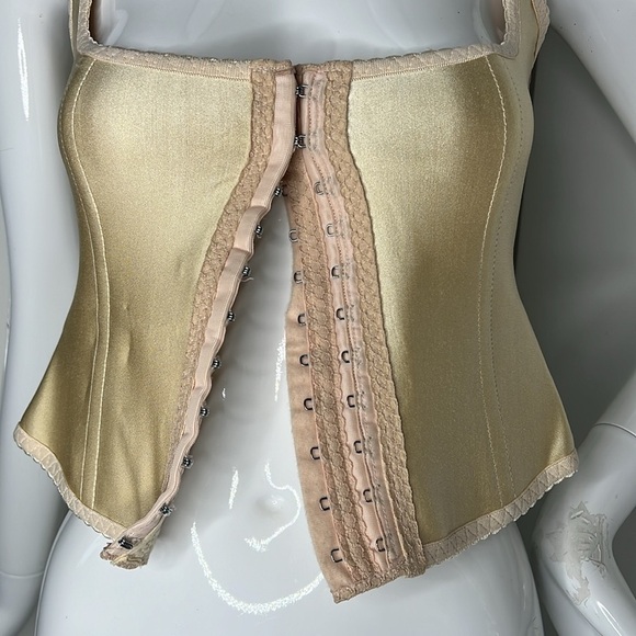 Pink Corset 30 Sz Small Chest 33” Waist 27” length 17” Hook & Eye Vintage Corset - Picture 8 of 12